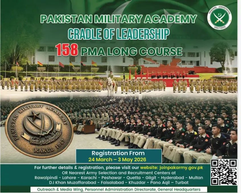 Pakistan Marine Academy PMA Long Course 158 Registration 2026 Advertisement