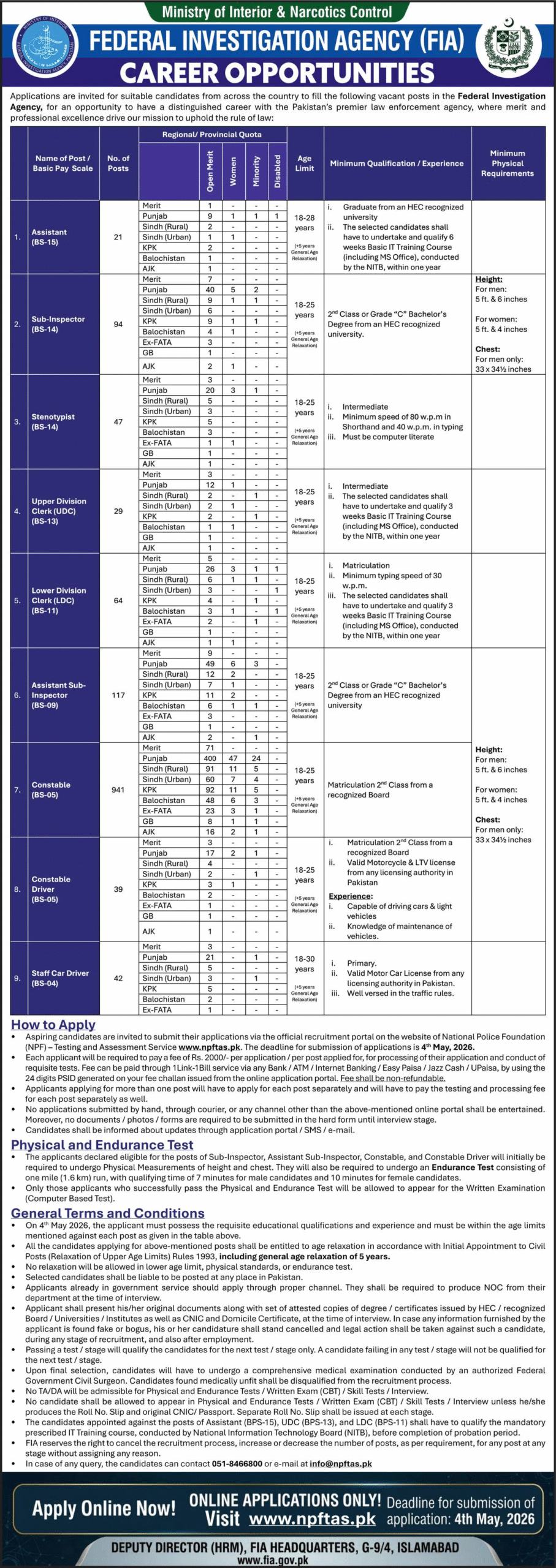 FIA Jobs 2026Advertisement 