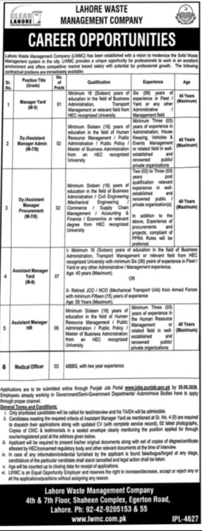 LWMC Jobs 2026 Advertisement