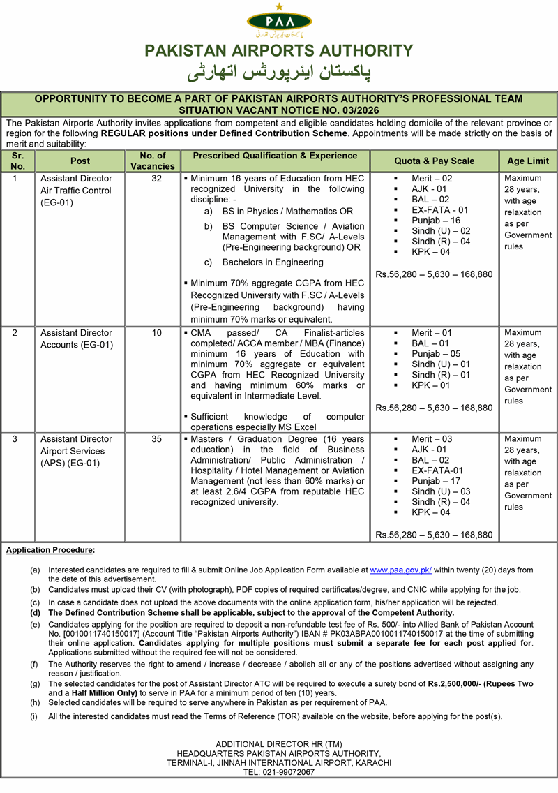 Latest PAA Jobs 2026 Advertisement