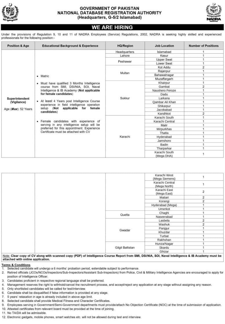 NADRA Jobs 2026 Advertisement