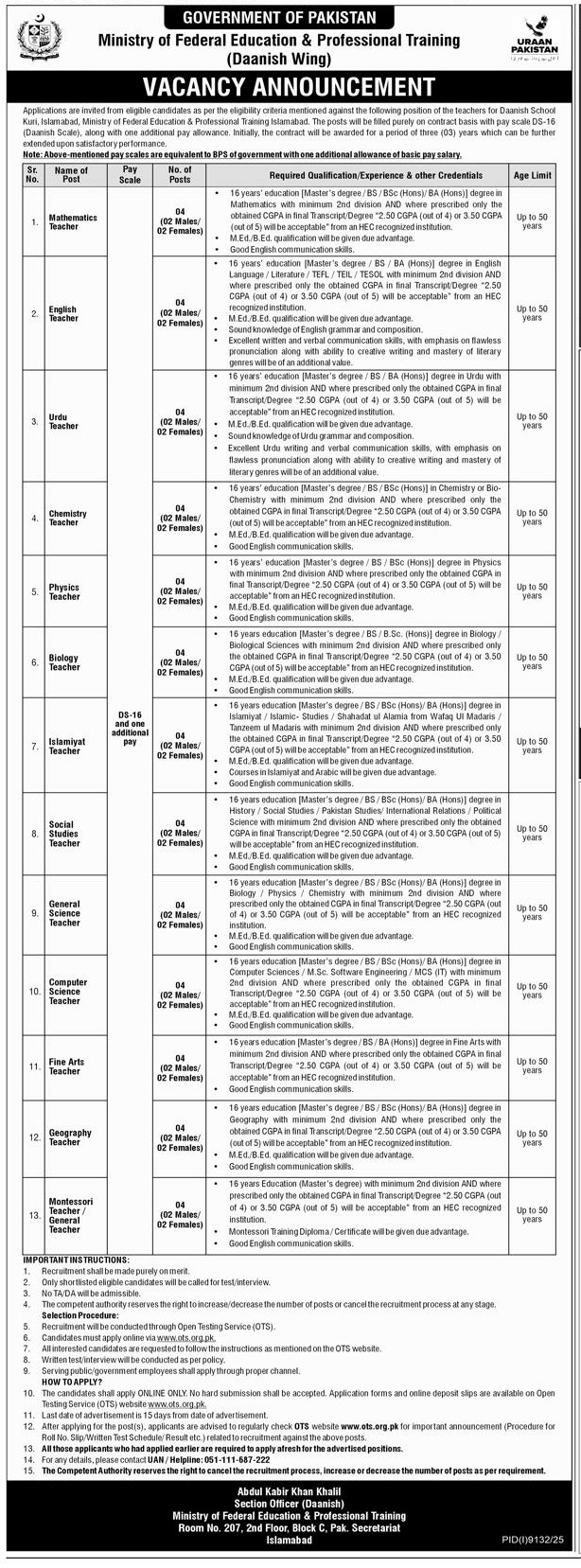 OTS Jobs 2026 Advertisement